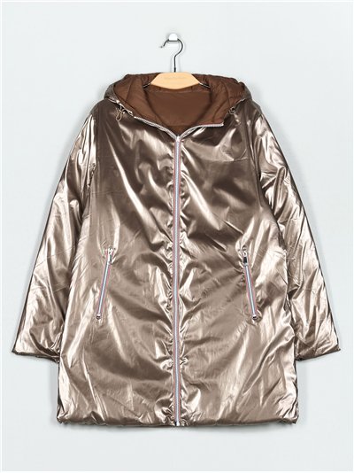 Anorak amplio reversible metalizado capucha