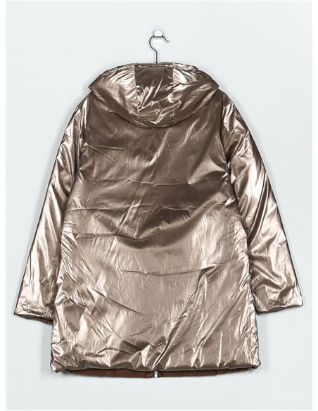 Anorak amplio reversible metalizado capucha