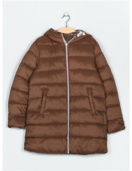 Anorak amplio reversible metalizado capucha