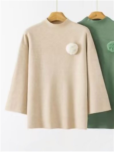 Pantalón recto punto bolsillos extra cálido