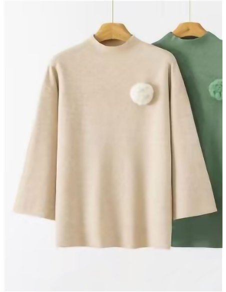 Pantalón recto punto bolsillos extra cálido