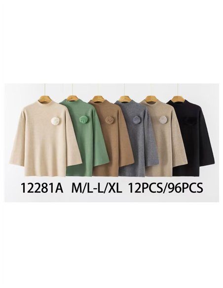 Straight leg extra warm knit trousers with pockets