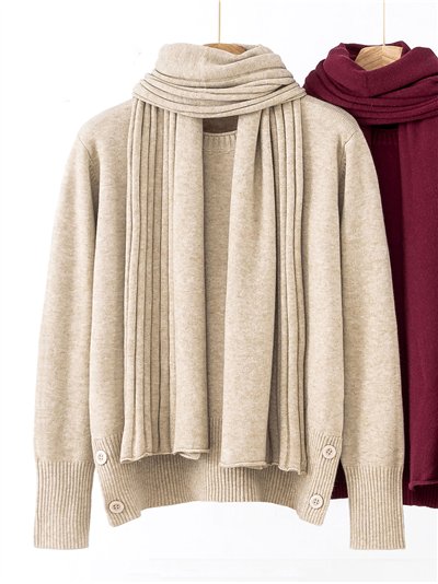 Jersey soft detalle botones + Bufanda