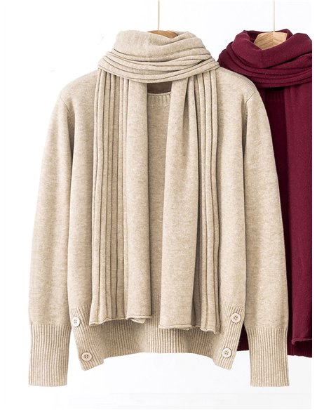 Jersey soft detalle botones + Bufanda