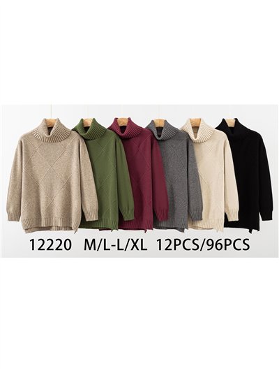 Jersey amplio rombos cuello vuelto 2