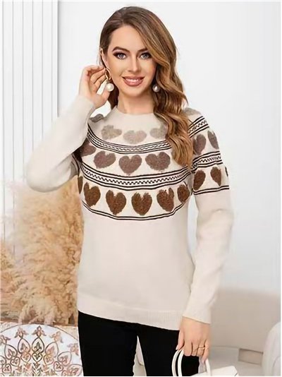 Jersey corazones relieves punto cálido