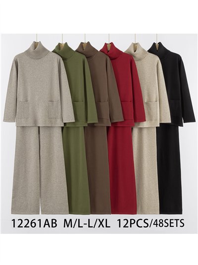 Conjunto Jersey bolsillos cuello vuelto + Pantalón 2