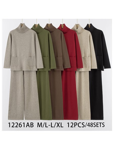 Conjunto Jersey bolsillos cuello vuelto + Pantalón