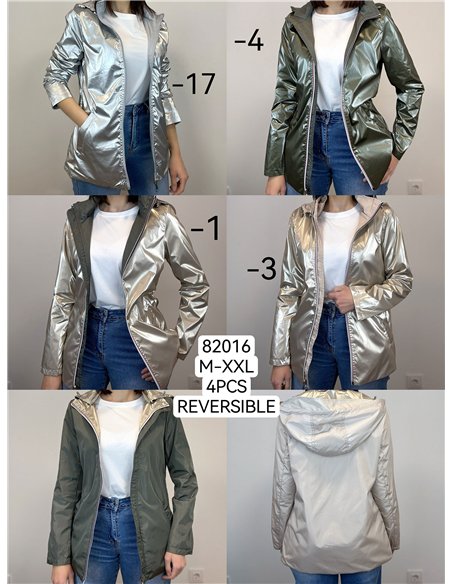 Parka reversible franjas water repellet