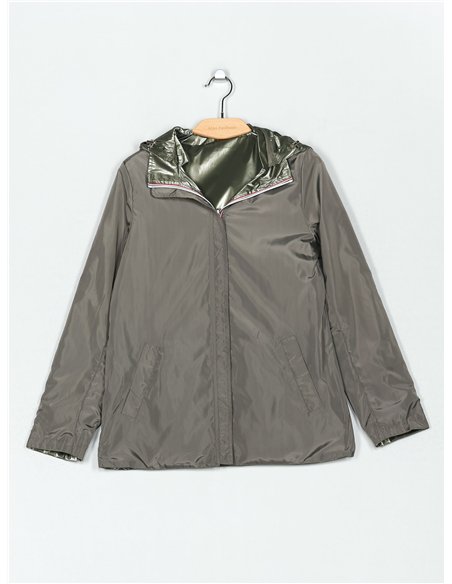 Parka reversible franjas water repellet