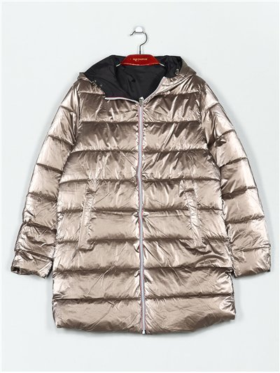 Anorak amplio reversible metalizado capucha