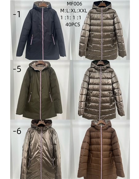 Oversized reversible metallic thread anorak with hood