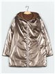 Oversized reversible metallic thread anorak with hood