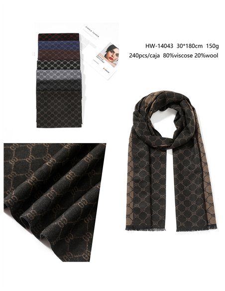 Bufanda estampada desflecada de hombre