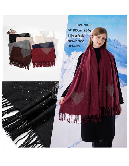 Bufanda corazón strass flecos