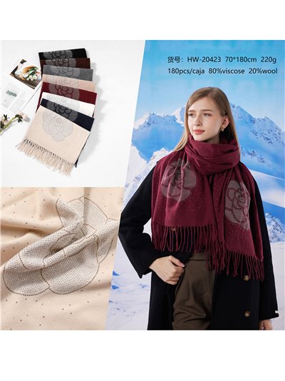 Bufanda flor strass flecos 2