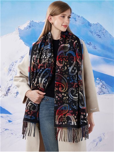 Bufanda reversible cachemir flecos