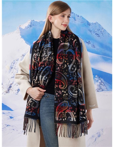 Bufanda reversible cachemir flecos