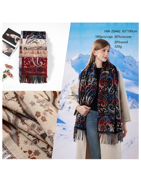 Bufanda reversible cachemir flecos