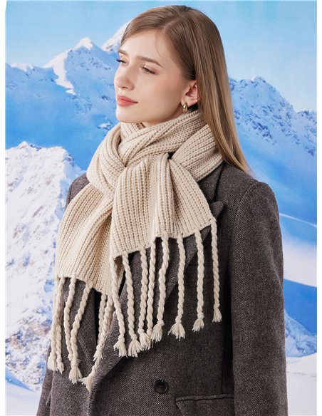 Bufanda punto grueso flecos