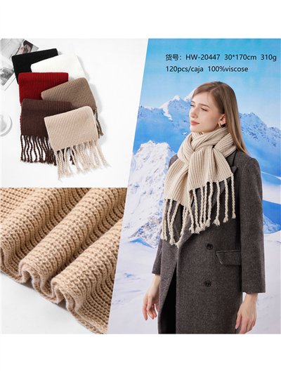 Bufanda punto grueso flecos 2