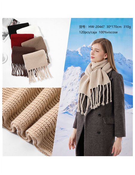 Bufanda punto grueso flecos