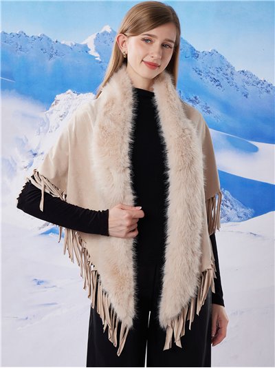 Bufanda triangular efecto ante pelo flecos