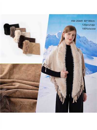 Bufanda triangular efecto ante pelo flecos 2