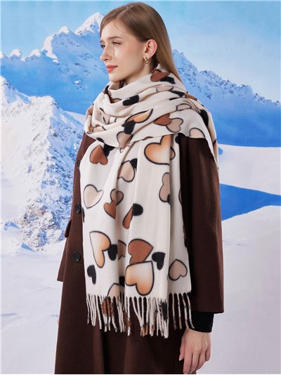 Bufanda corazones flecos