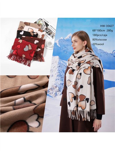 Bufanda corazones flecos 2