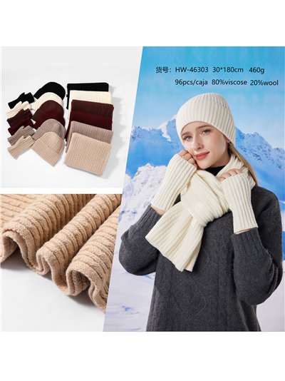 Conjunto punto Bufanda + Gorro + Guantes 2
