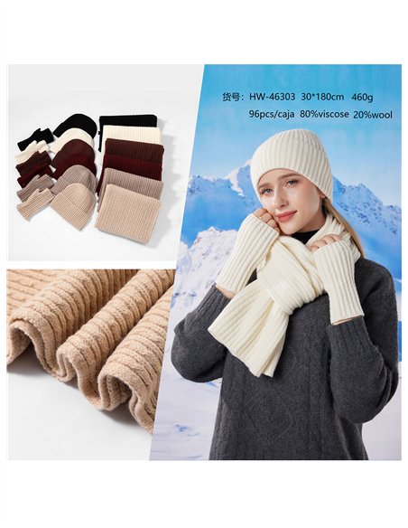 Conjunto punto Bufanda + Gorro + Guantes