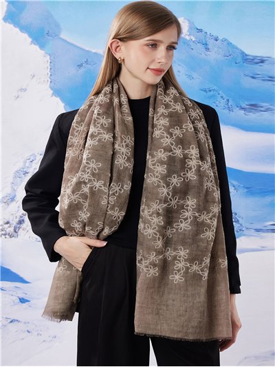 Bufanda bordada flores