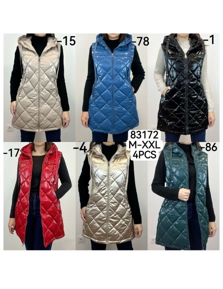 Chaleco largo acharolado capucha water repellent