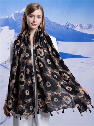 Bufanda flores borlas