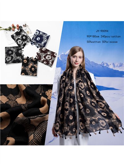 Bufanda flores borlas 2