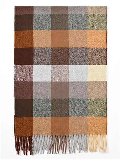 Bufanda cuadros flecos