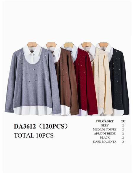 Jersey perlas efecto camisa