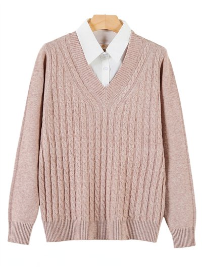 Jersey estructura trenzas efecto camisa