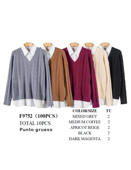 Jersey metalizado estructura trenzas efecto camisa