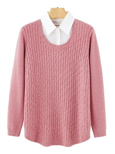 Jersey estructura trenzas efecto camisa