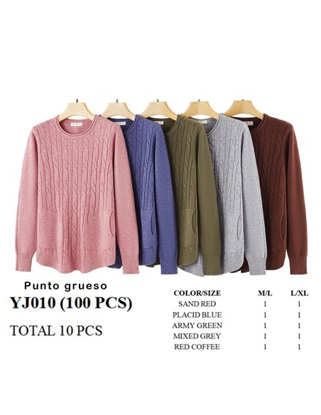 Jersey estructura trenzas bolsillos