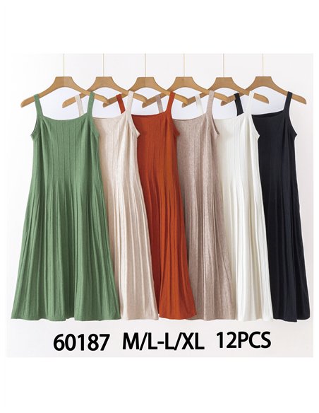 Vestido punto vuelo tirante