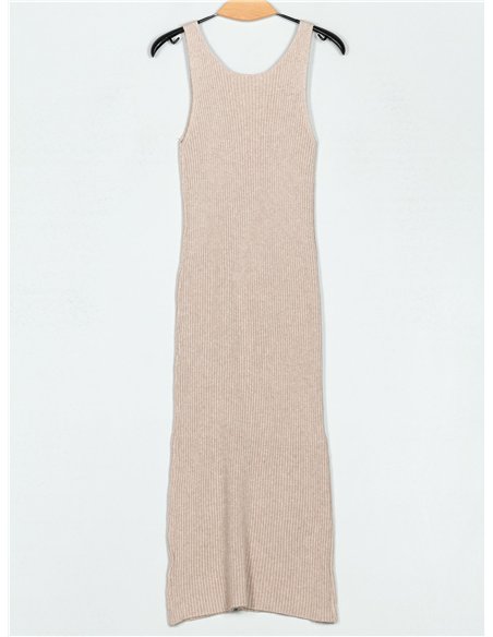 Vestido punto canalé cuello pico