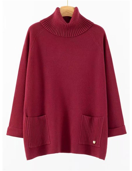 Jersey bolsillos cuello vuelto talla grande