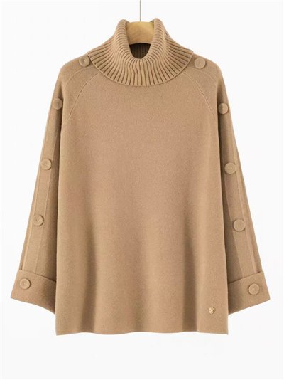 Jersey manga botones cuello vuelto talla grande
