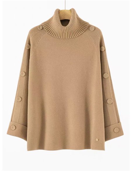 Jersey manga botones cuello vuelto talla grande