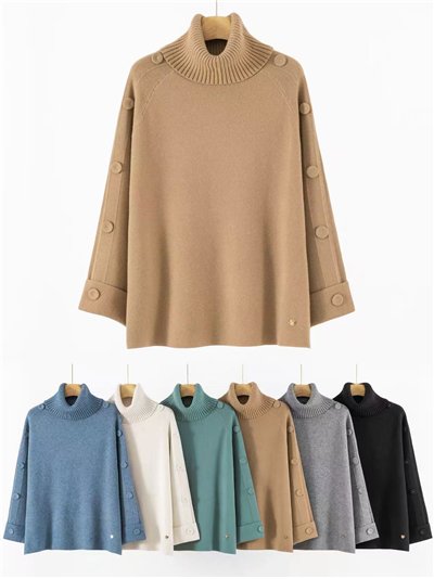 Jersey manga botones cuello vuelto talla grande 2