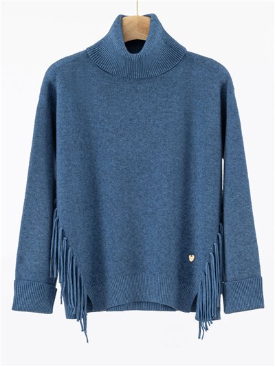 Jersey flecos cuello vuelto
