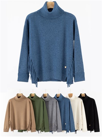 Jersey flecos cuello vuelto 2